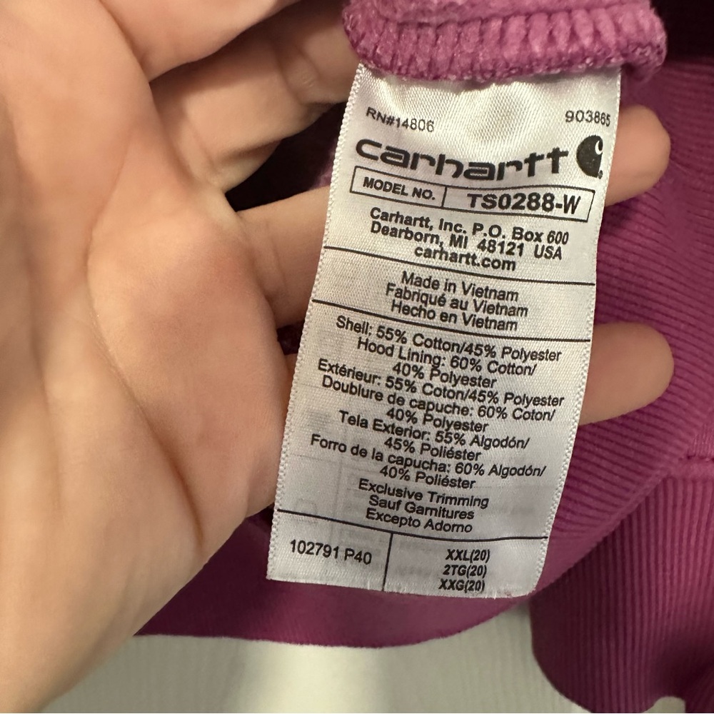 Carhartt Clarksburg Logo Hoodie Sweatshirt in Fuchsia Size XXL VGUC - Picture 5 of 6